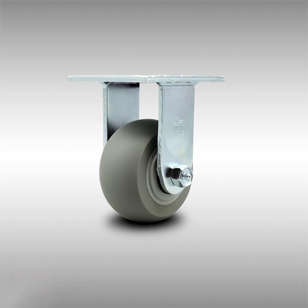 4 Inch Stainless Steel Thermoplastic Rubber Wheel Rigid Caster with Ball Bearing